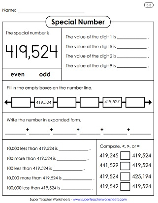 Place Value Worksheets 6 Digit Numbers 
