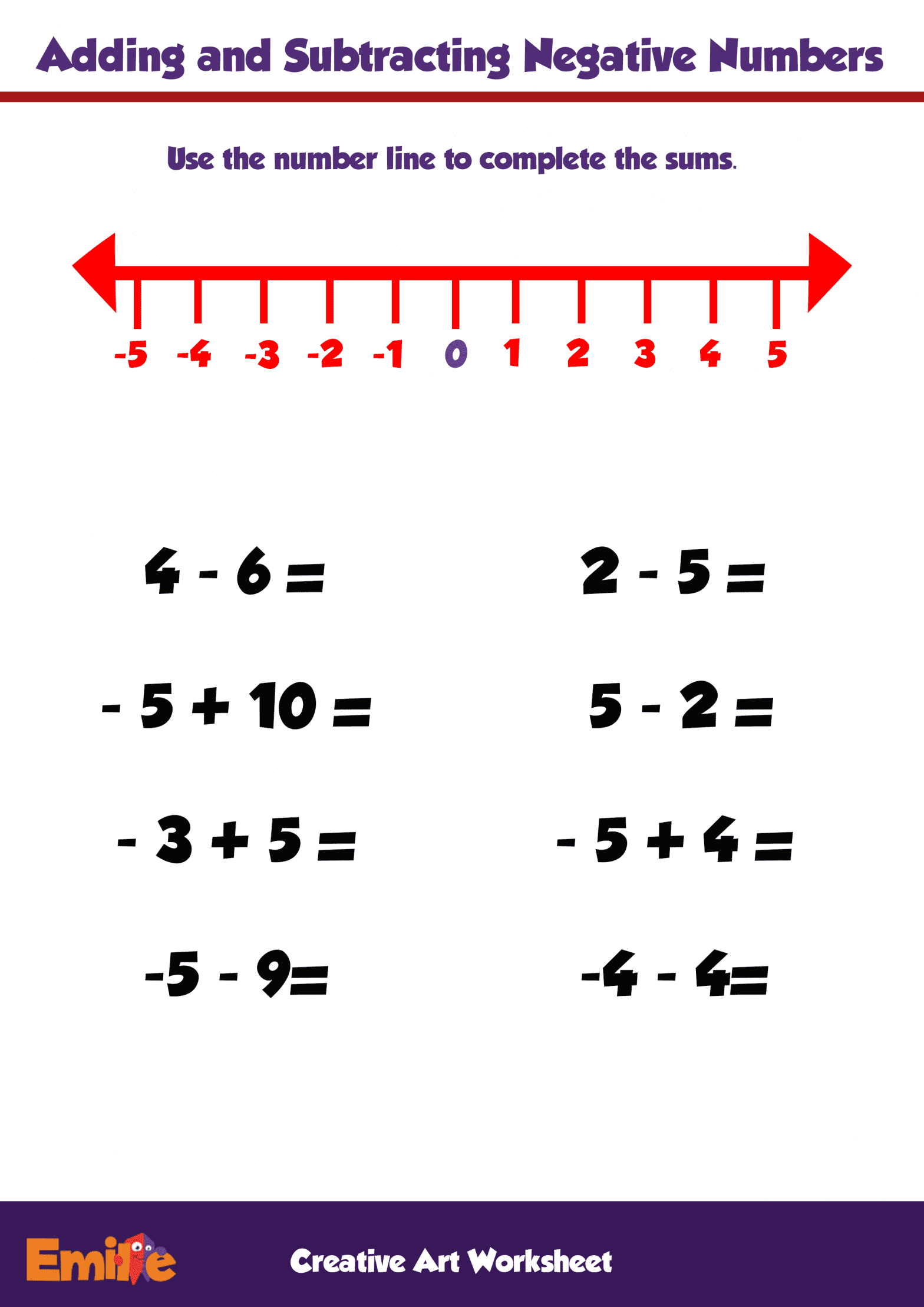 Positive And Negative Numbers Worksheet Ks3