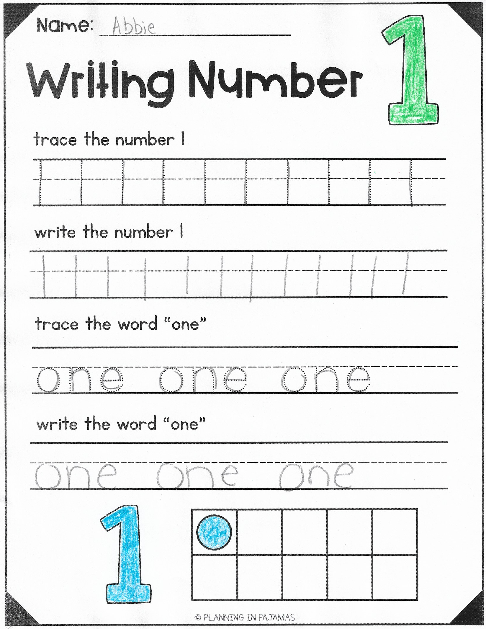 Preschool Writing Numbers 1 To 20 Worksheets