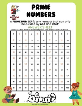 Prime Number Worksheet Answer Sheet By Teaching Trix TPT