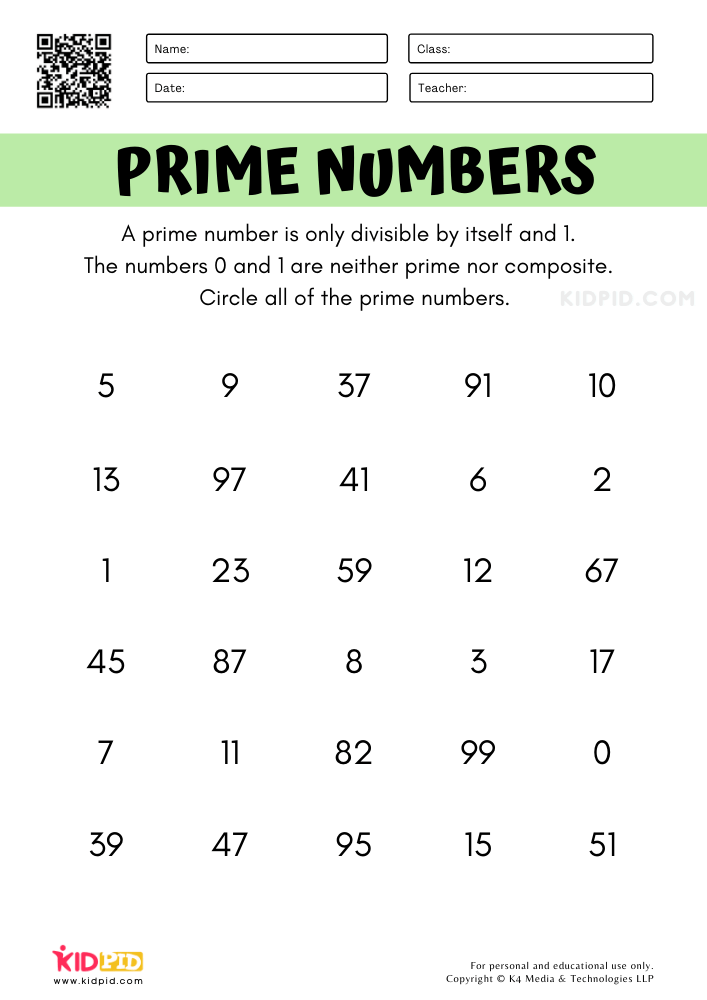 Prime Numbers Math Worksheets For Kids Kidpid