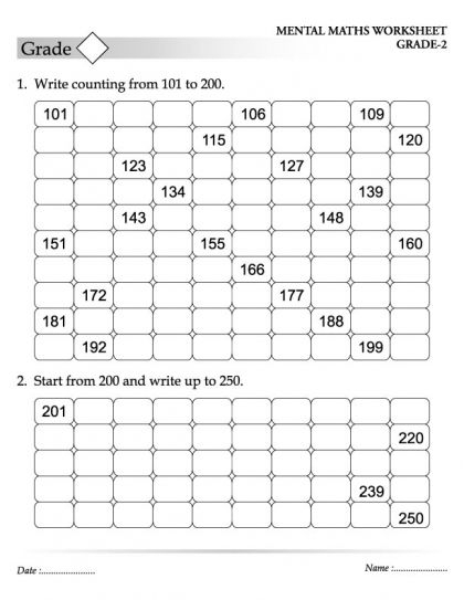 Printable 100 To 200 Numbers