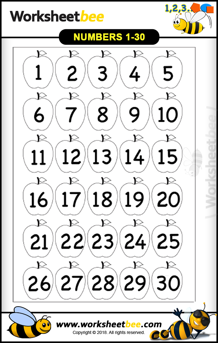 Printable Worksheet Numbers 1 30 Worksheet Bee Printable Worksheet Numbers 1 30 Worksheet Bee