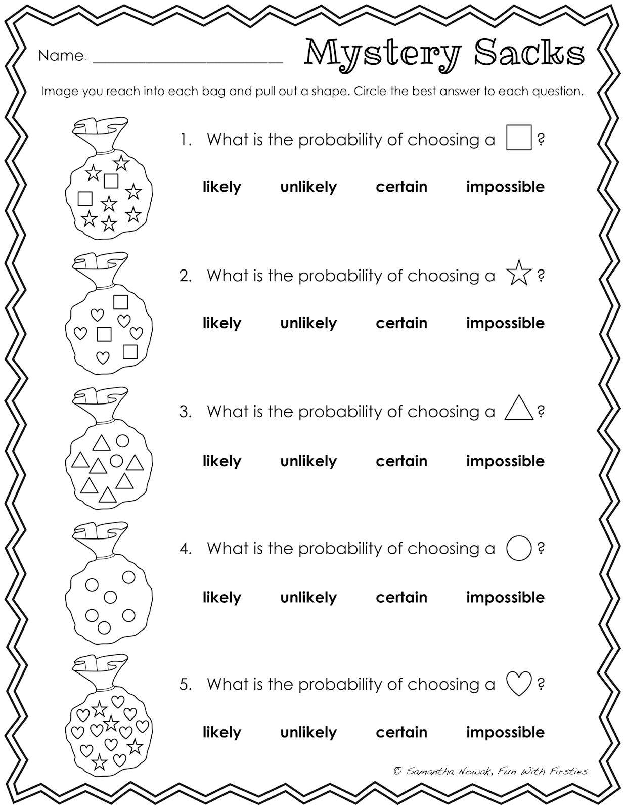 Probability Worksheets Printable Pdf