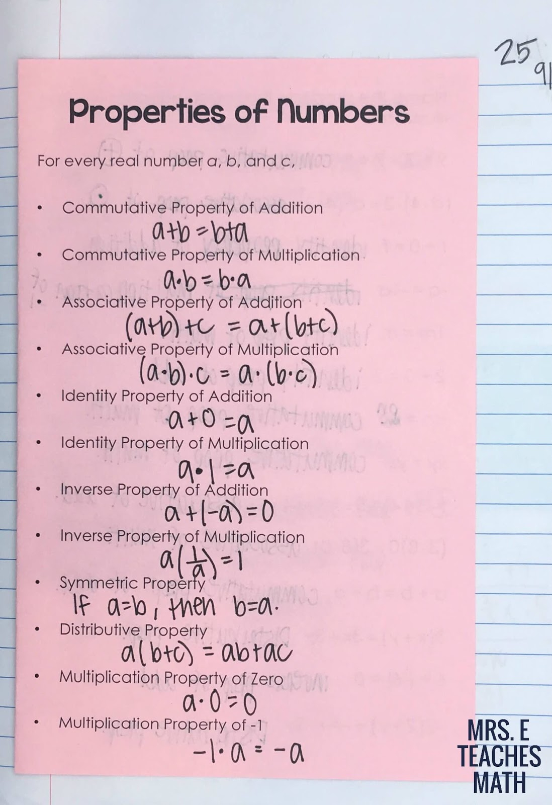 Properties Of Real Numbers Worksheet