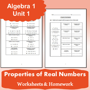 Properties Of Real Numbers Worksheet Algebra By Simplify The Math