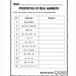 Properties Of Real Numbers Worksheets 15 Worksheets Worksheets