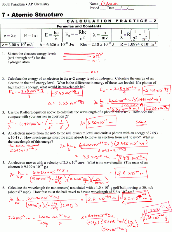 Quantum Numbers Practice Problems Worksheet With Answers Free