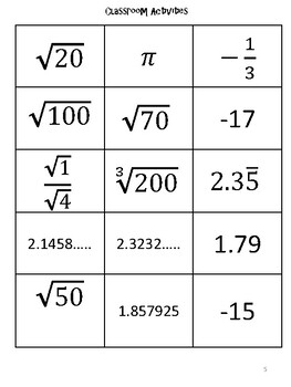 Rational Irrational Number Sort Activity 8th Grade 8 CCSS 8 NS A 1 8 