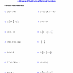 Rational Numbers Adding And Subtracting Worksheet
