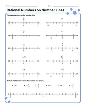 Rational Numbers On Number Lines Worksheet Education Rational 