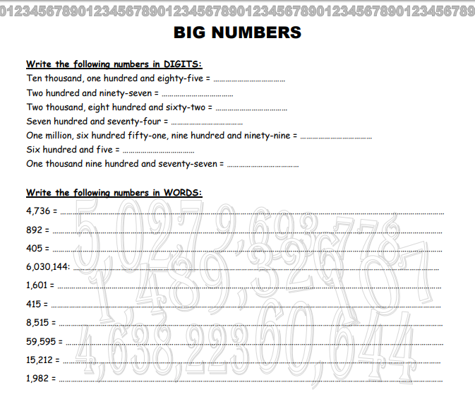 Reading And Writing Large Numbers Worksheets At James Boyden Blog