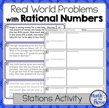 Real world Problems With Rational Numbers Worksheets