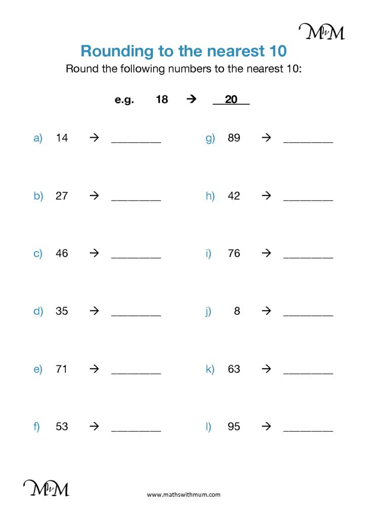 Rounding To Nearest 10 Worksheet Number Line