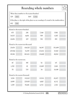 Rounding Whole Numbers Worksheet Grade 4