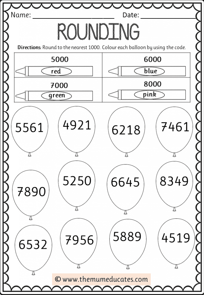 Rounding Whole Numbers Worksheets