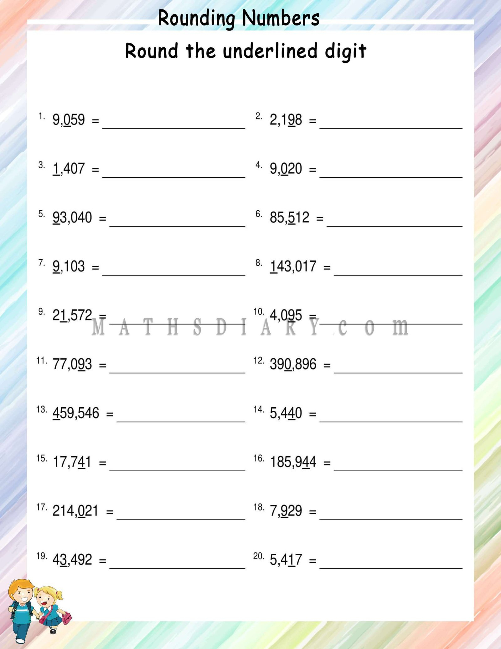 Rounding With Number Lines Worksheets Grade 4