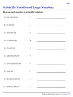 Scientific Notation Of Large Numbers Worksheets
