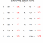 Simplifying Square Roots Teaching Resources 25 48 Worksheets Library