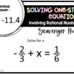 Solving One Step Equations Involving Rational Numbers Scavenger Hunt