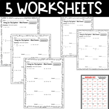 Solving Two Step Equations Whole Numbers Worksheets TPT