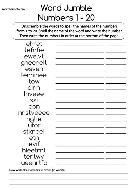 Spelling Numbers Worksheets 1 20 Number Words Worksheets Jumbled 