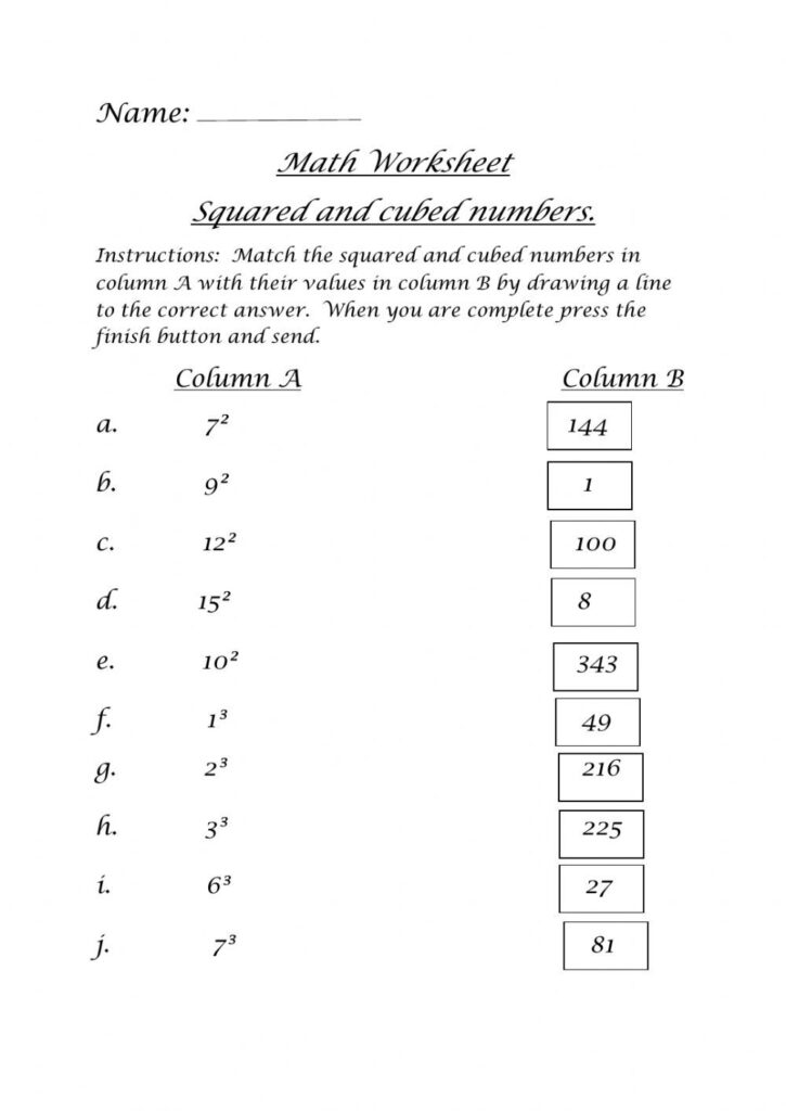 Square And Cube Numbers Interactive Worksheet Number Worksheets 