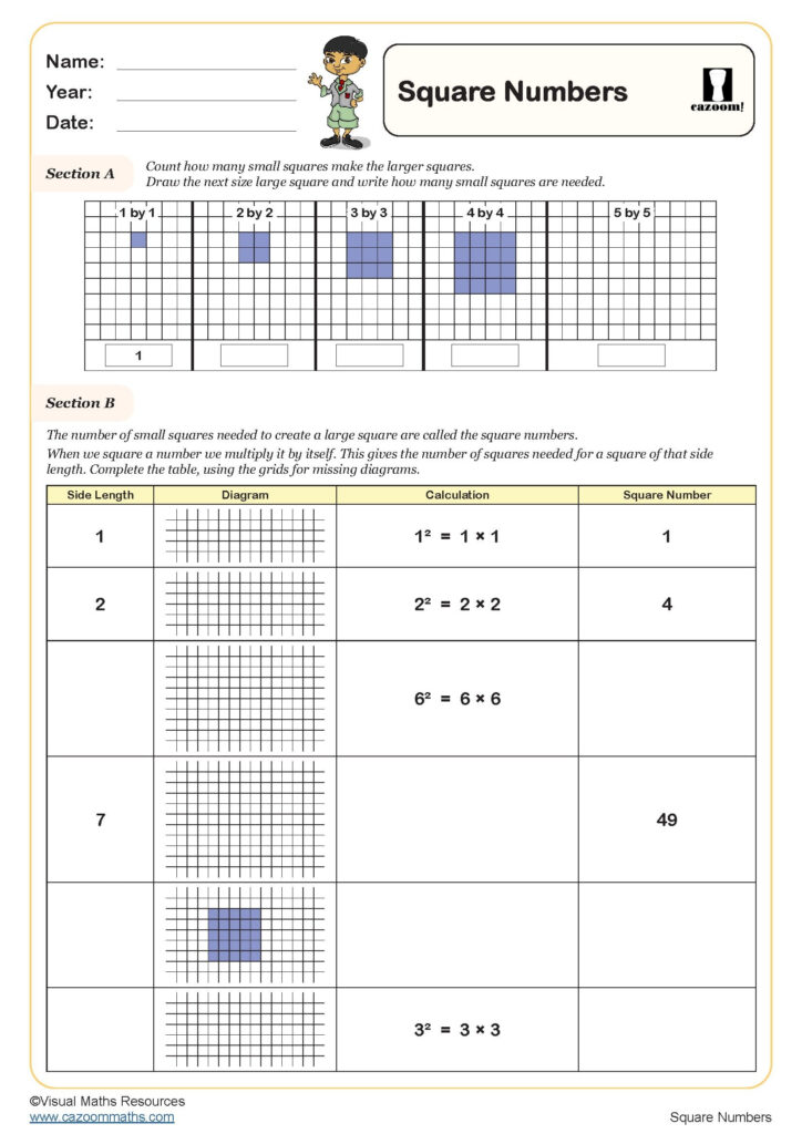 Square Numbers Worksheet Key Stage 2 PDF Number Worksheets