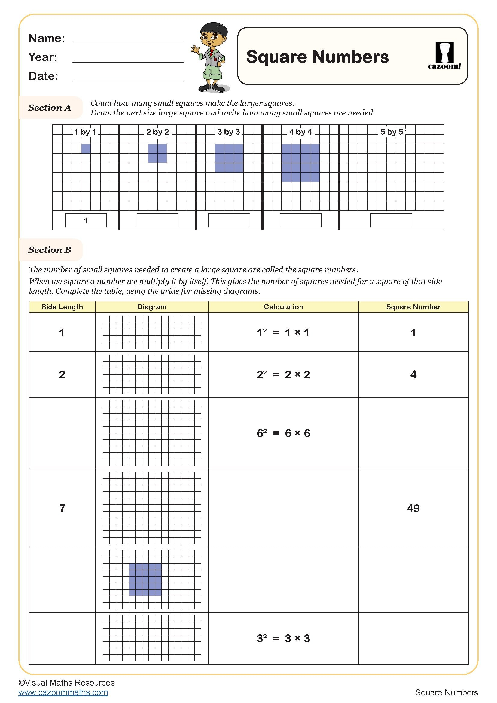 Square Numbers Worksheet Key Stage 2 PDF Number Worksheets