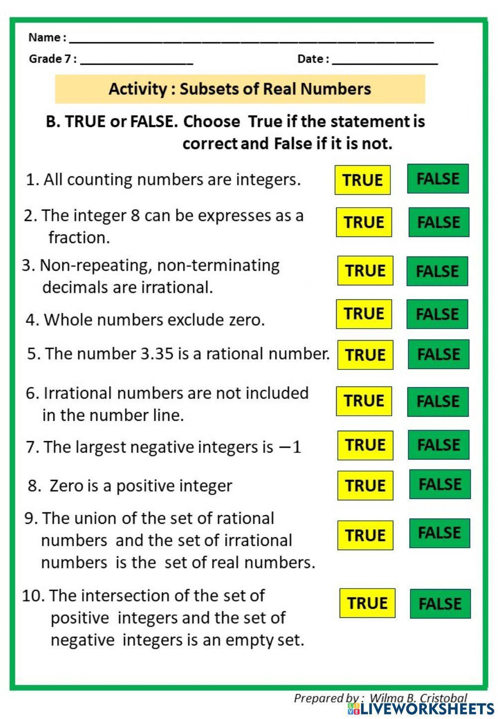 Subsets Of Set Of Real Numbers Subsets Of Real Numbers And Examples 