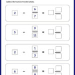 Subtract Fractions From Whole Number Math Worksheets SplashLearn