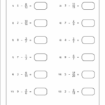 Subtracting Fractions From Whole Numbers Worksheets