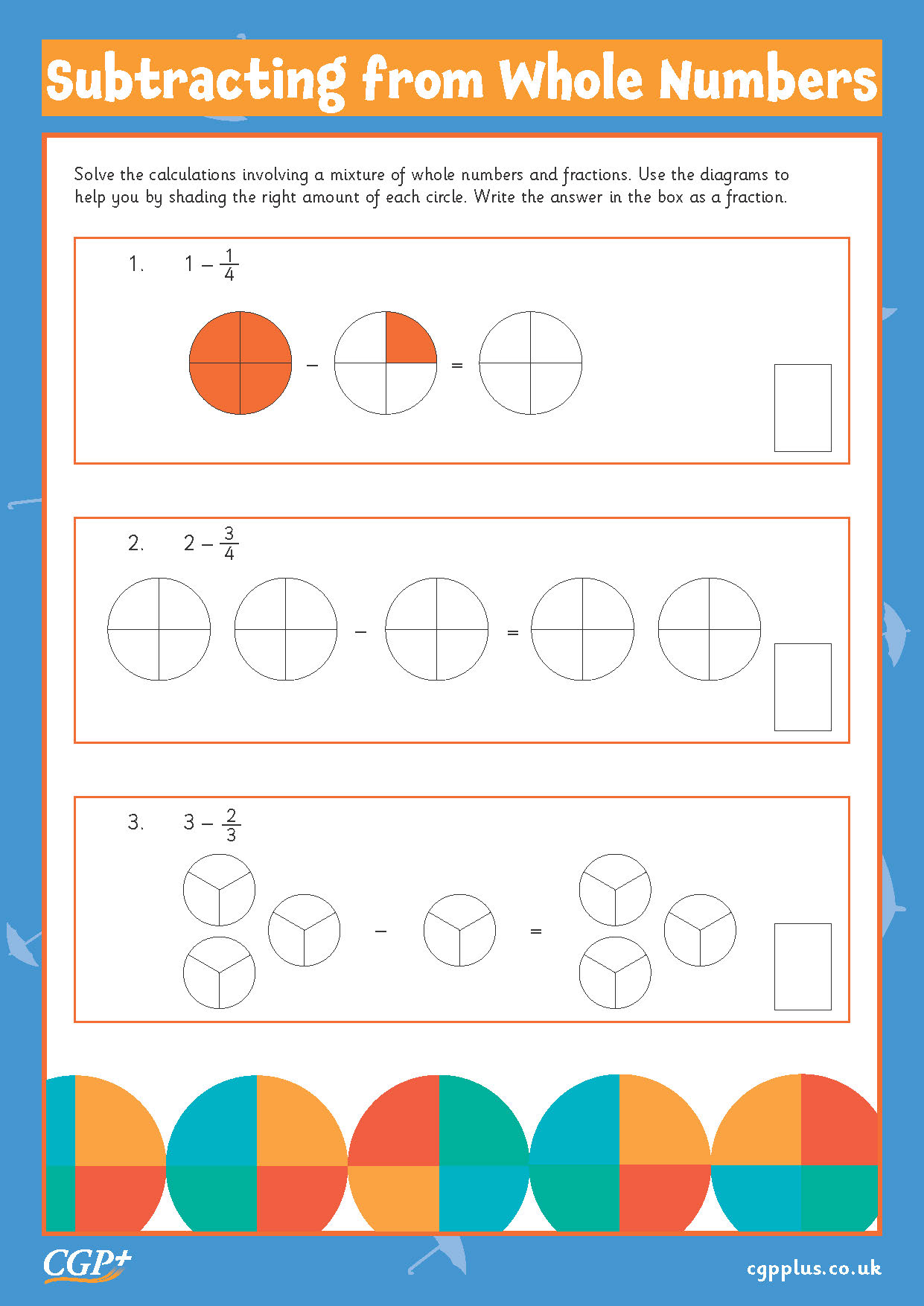 Subtracting Fractions From Whole Numbers Year 4 CGP Plus