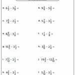 Subtracting Fractions Mixed Numbers Worksheets