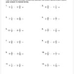 Subtracting Mixed Numbers With Same Denominator Worksheets