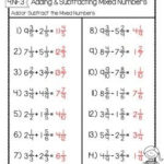 Subtracting Mixed Numbers With Unlike Denominators Worksheet With