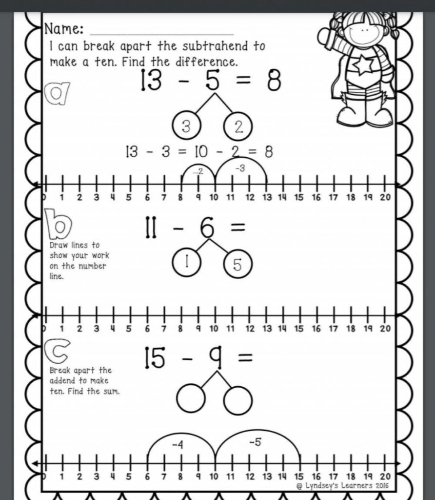 Subtraction Break Apart With Number Line Worksheet Live Worksheets 