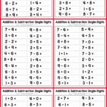 The Addition And Subtraction Worksheet Is Shown In Red With Numbers On It