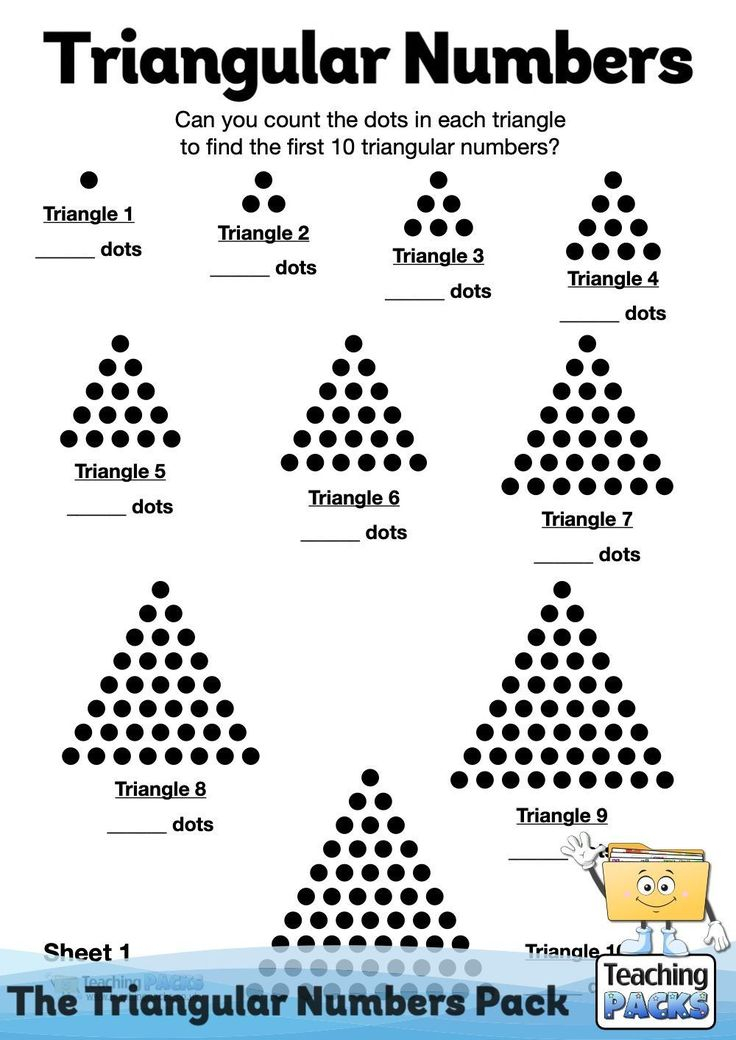 The Triangular Numbers Pack Is Shown In Black And White With Dots On 
