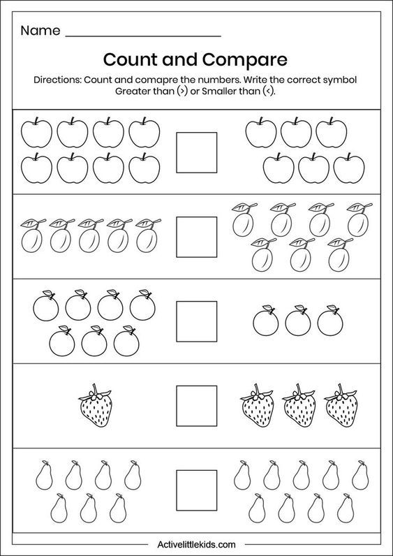 The Worksheet For Counting And Comparing Numbers With Apples Pears 