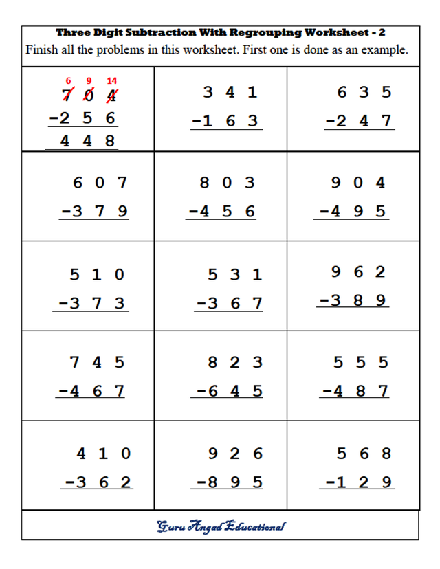 Three Digit Subtraction Worksheets With Regrouping Best Worksheet