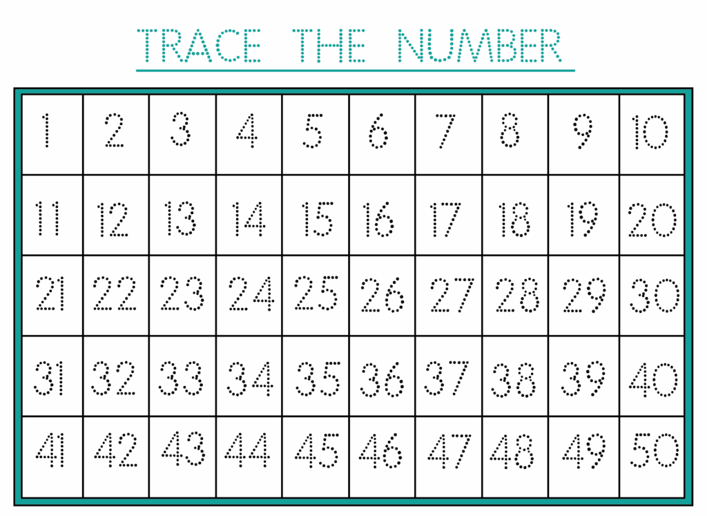 Trace Numbers 1 50 Worksheet