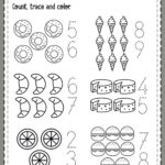 Trace Numbers Count And Color Worksheets