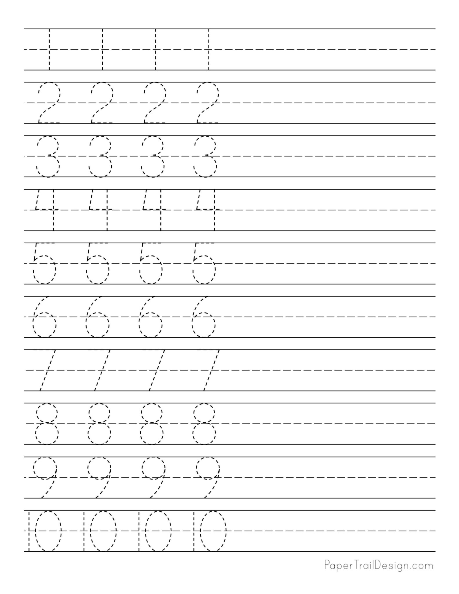 Tracing Numbers 1 10 Free Printable Pdf