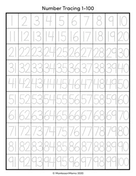 Tracing Numbers 1 To 100 Worksheet