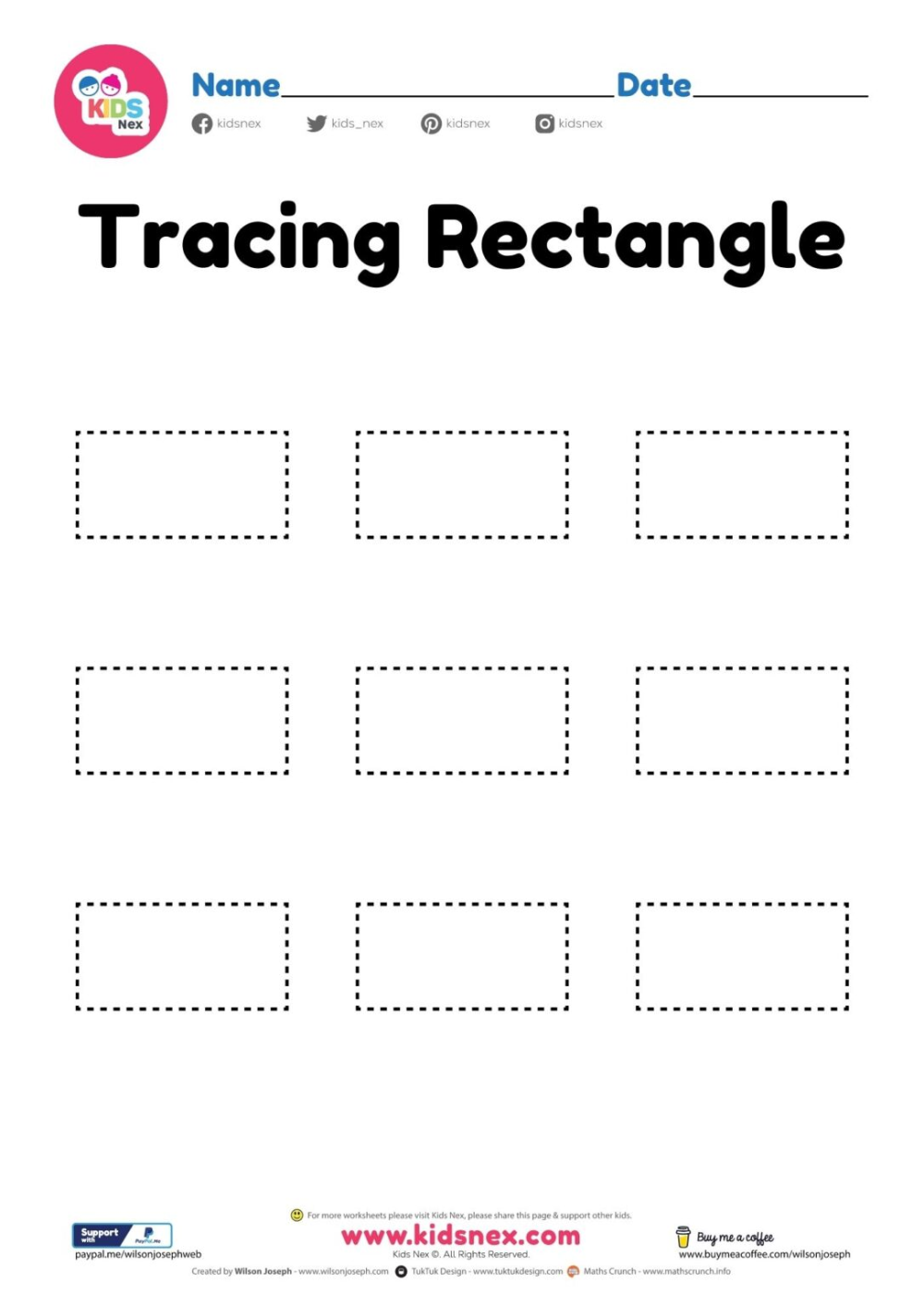 Tracing Rectangle Worksheet For Kindergarten And Preschool Wilson 