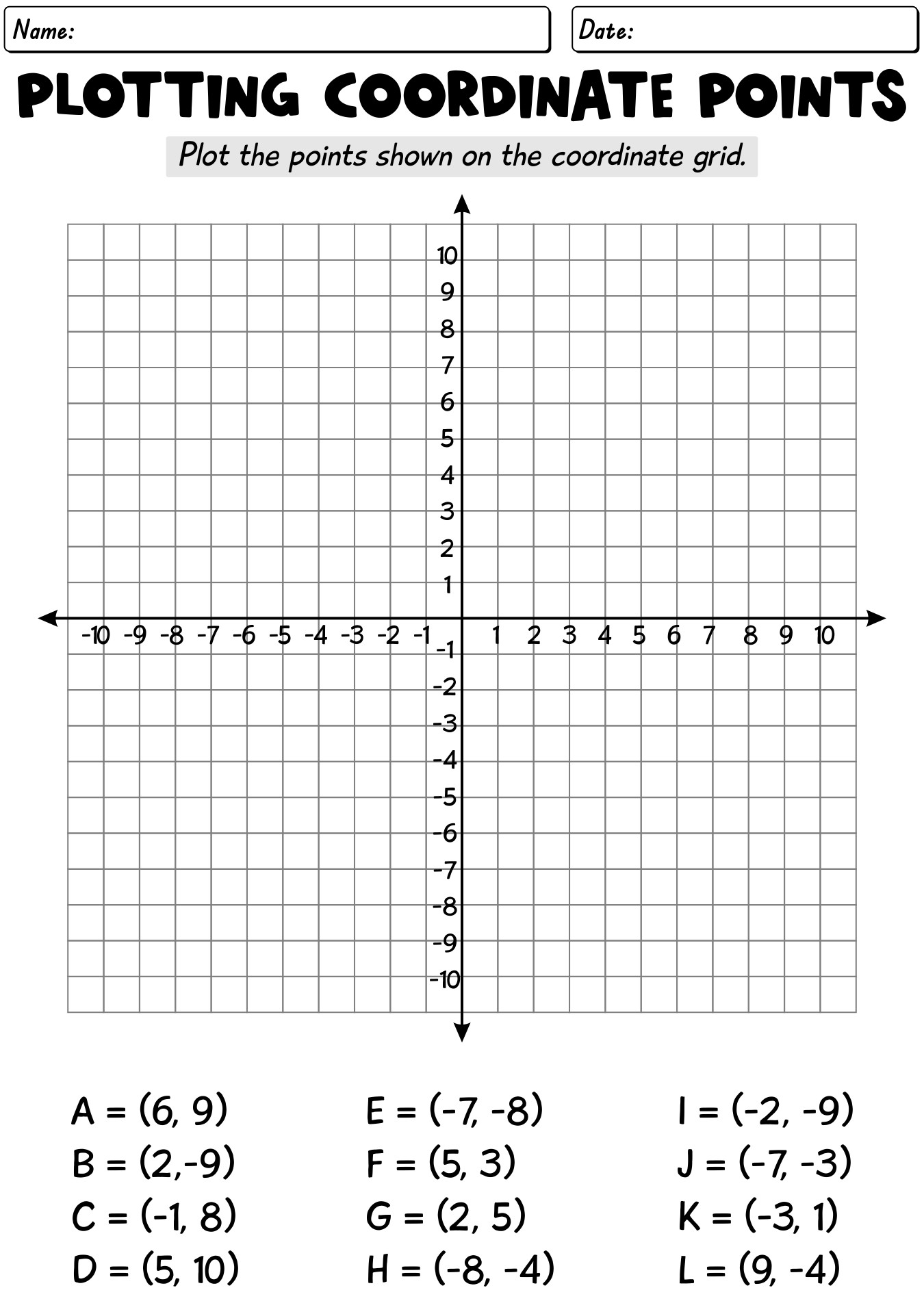 Translating On A Coordinate Plane Worksheets