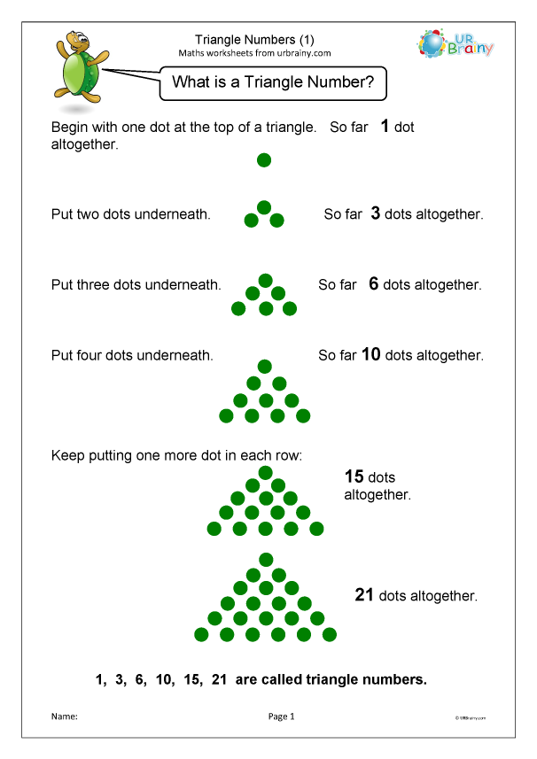 Triangle Numbers 1 Reasoning Problem Solving Maths Worksheets For 