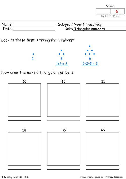 Triangular Numbers 1 Worksheet Number Worksheets Triangular Numbers 