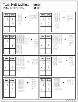 Two Digit Addition With Regrouping With Base Ten Blocks TpT